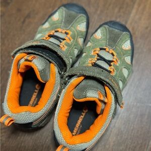 Merrell Kids Olive Green and Orange Trail Sneakers